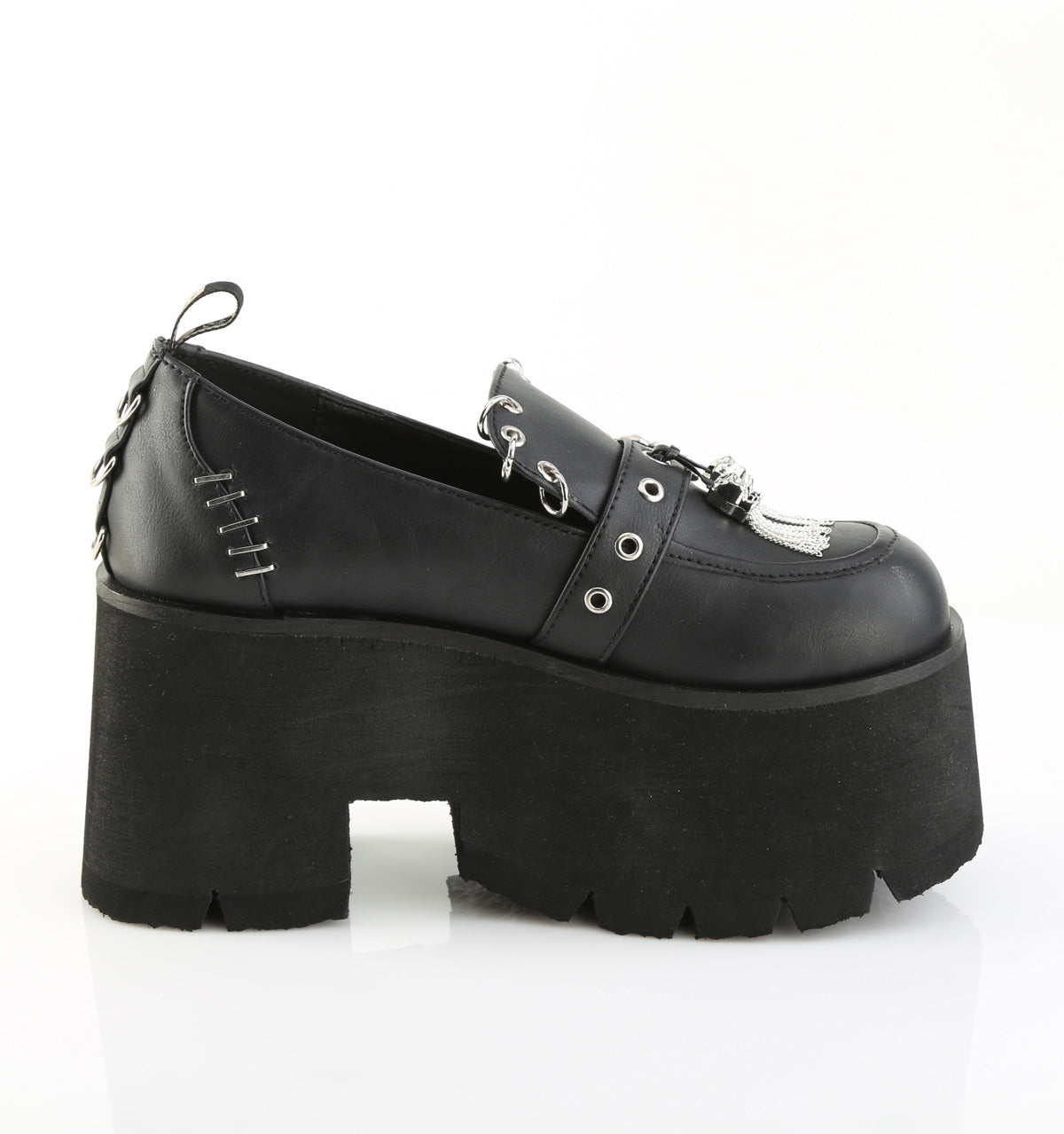 ASHES-38 Demonia Blk Vegan Leather Alternative Footwear Chunky Platform Shoes