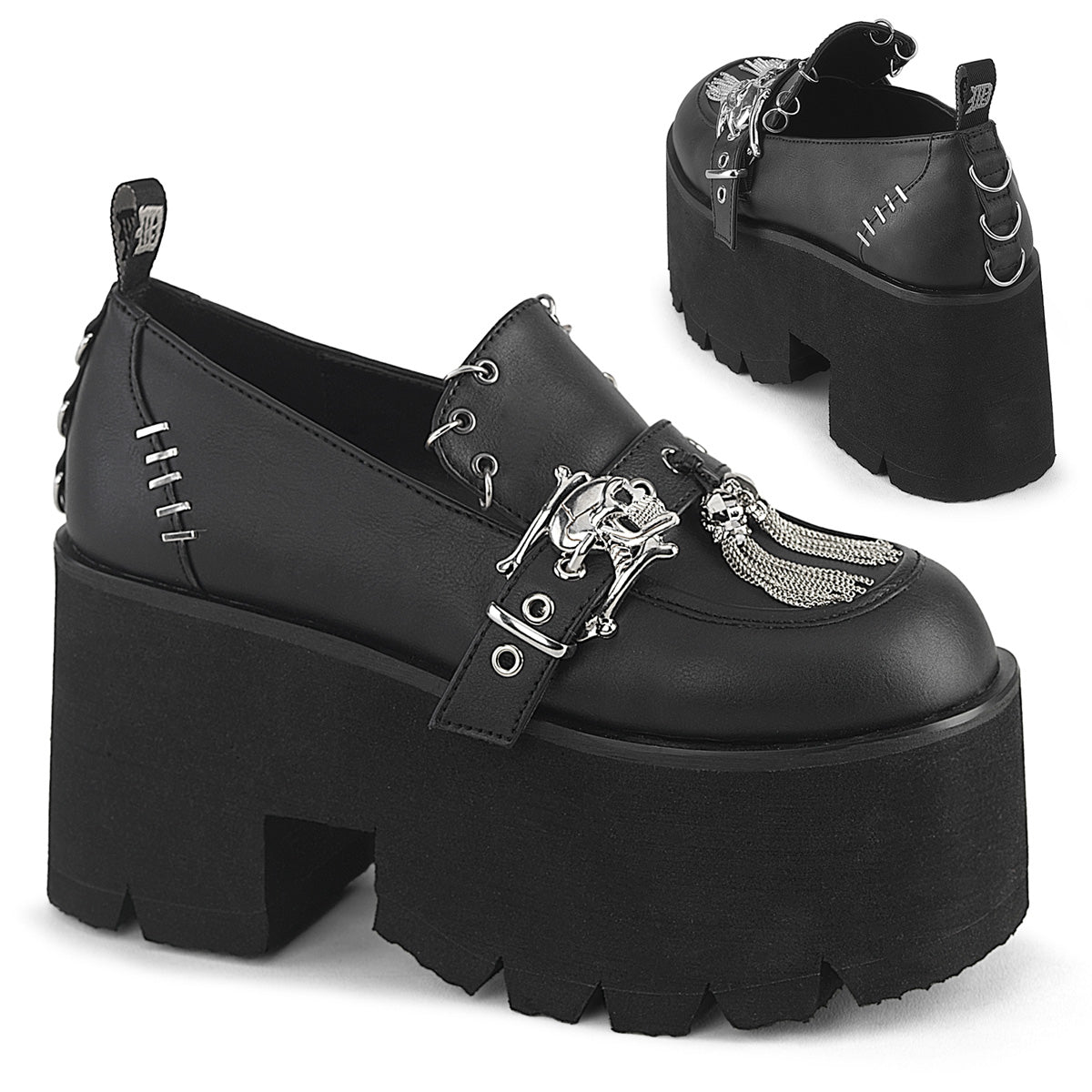 ASHES-38 Demonia Blk Vegan Leather Alternative Footwear Chunky Platform Shoes