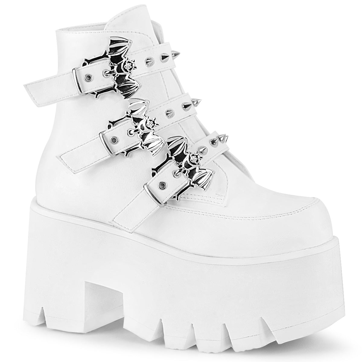 White 3.5 Inch Alternative Women's Ankle Boots -  Demonia Cult ASHES-55