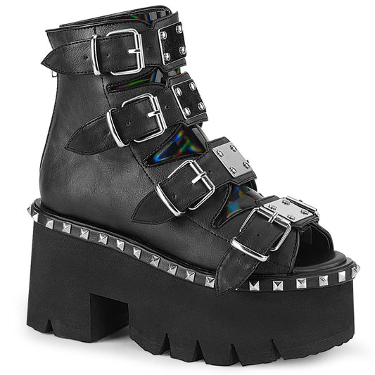 ASHES-70 Demoniacult Alternative Footwear Buckle Detail Women's Chunky Platform Sandals