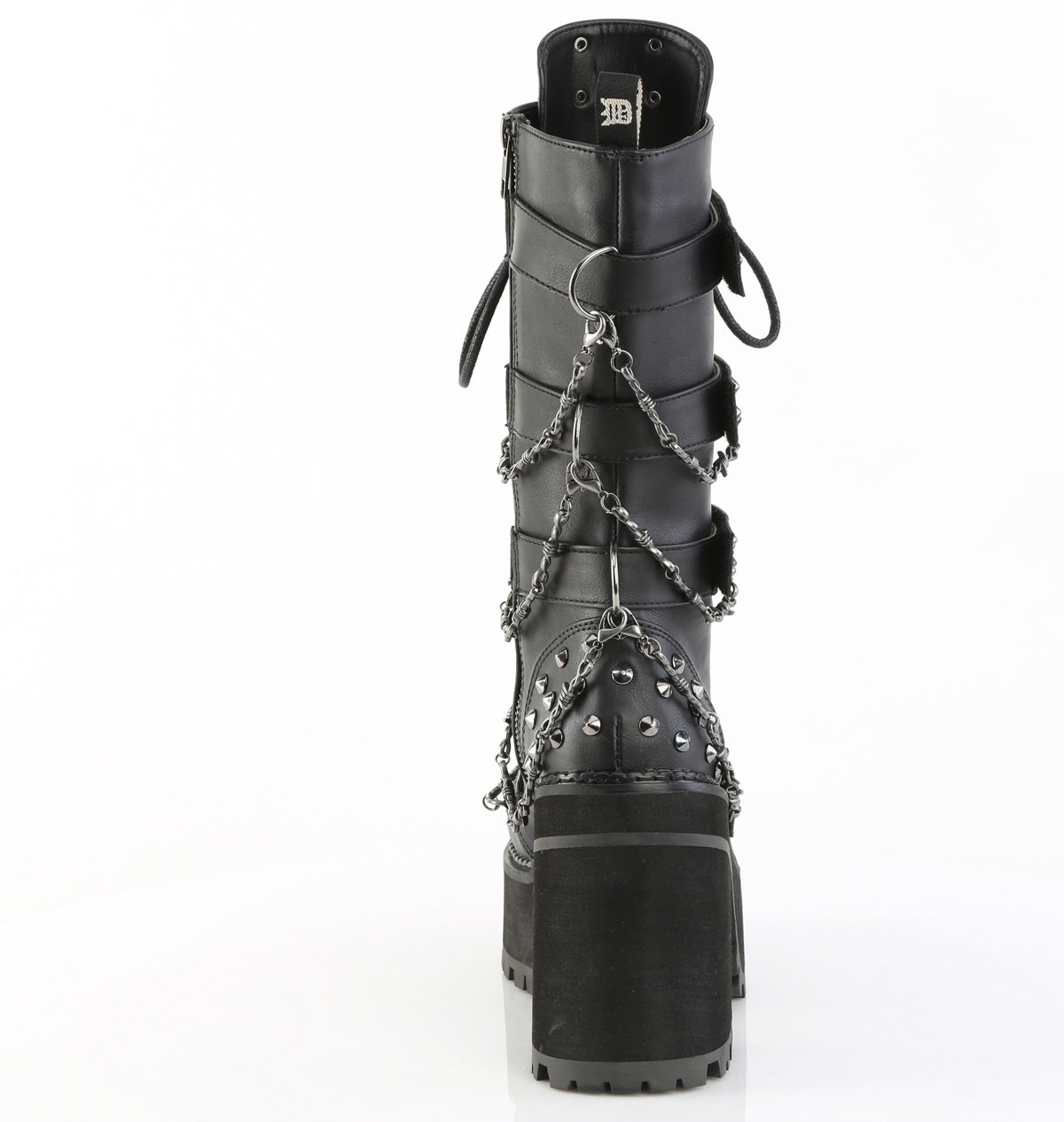 ASSAULT-117 Demonia Blk Vegan Leather Alternative Footwear Knee High Chunky Boots