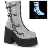 ASSAULT-66 Demoniacult Alternative Footwear Women's Zip Up Front Chunky Platform Ankle Boots