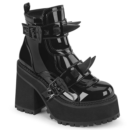 ASSAULT-72 DemoniaCult Alternative Footwear Women's Spike Detail Ankle Platform Boots