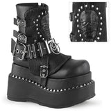 BEAR-150 DemoniaCult Alternative FootwearSkull Design Black Platform Ankle Boots