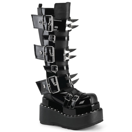 BEAR-215 DemoniaCult Alternative Footwear Black Patent Knee High Boots