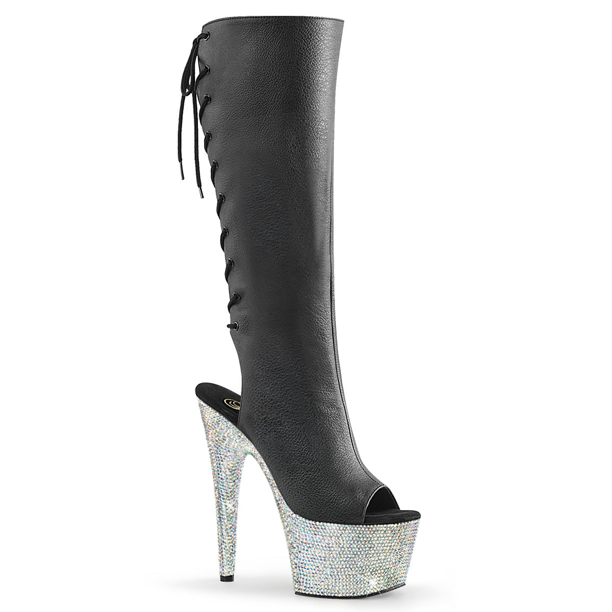 Bejeweled-2018-7 Botas altas de rodilla complaciente con diamantes de imitación (baile exótico)