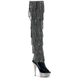 Black 6 Inch Stagewear Thigh High Boots -  Pleaser BEJEWELED-3017HG-RSF
