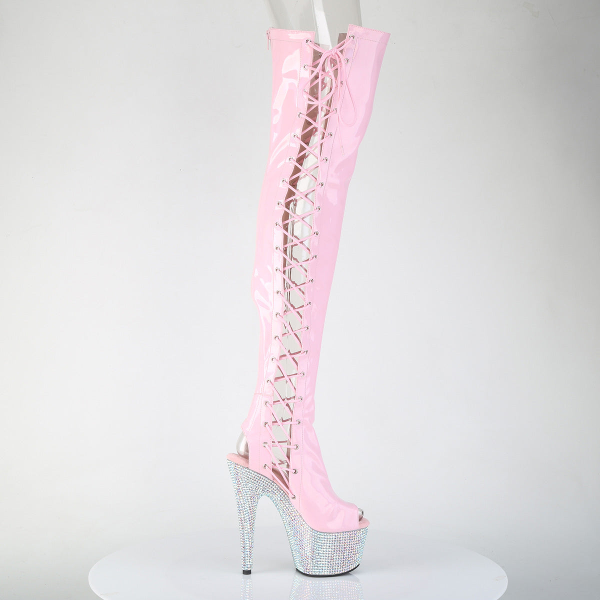 Pleaser BEJEWELED-3052HG-7 Open Toe Thigh Boots