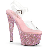 BEJEWELED-708MS Sexy Pink Multi Rhinestones Sexy Shoes