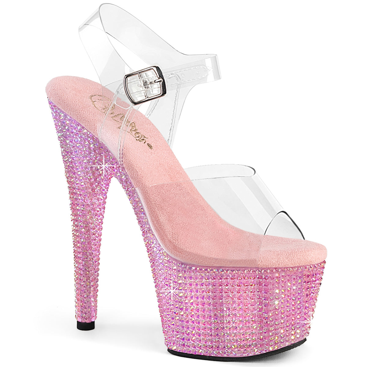Baby Pink 7 Inch Statement Platform Shoes -  Pleaser BEJEWELED-708RRS