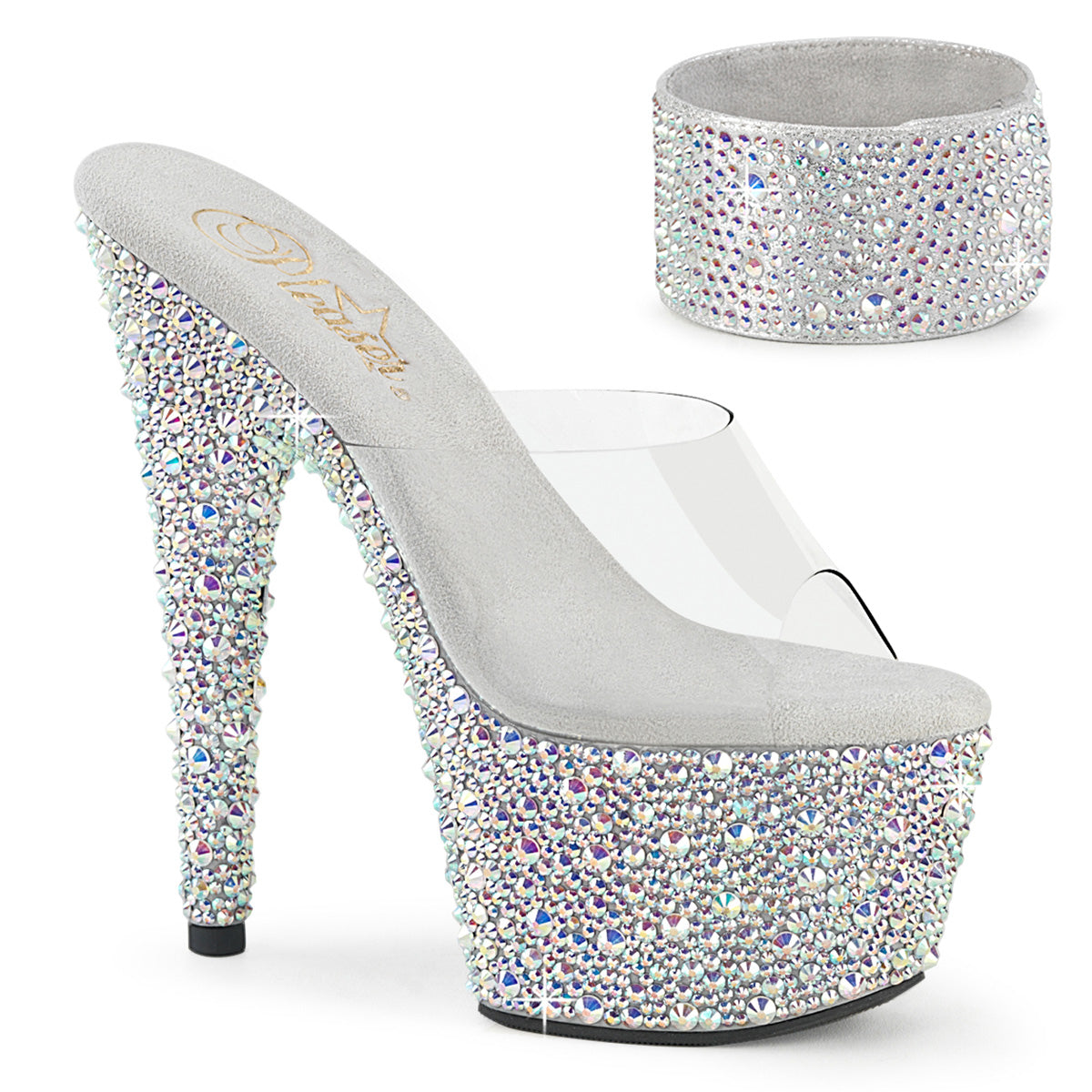 Transparent 7 Inch Rhinestones  Platform Heels -  Pleaser BEJEWELED-712MS