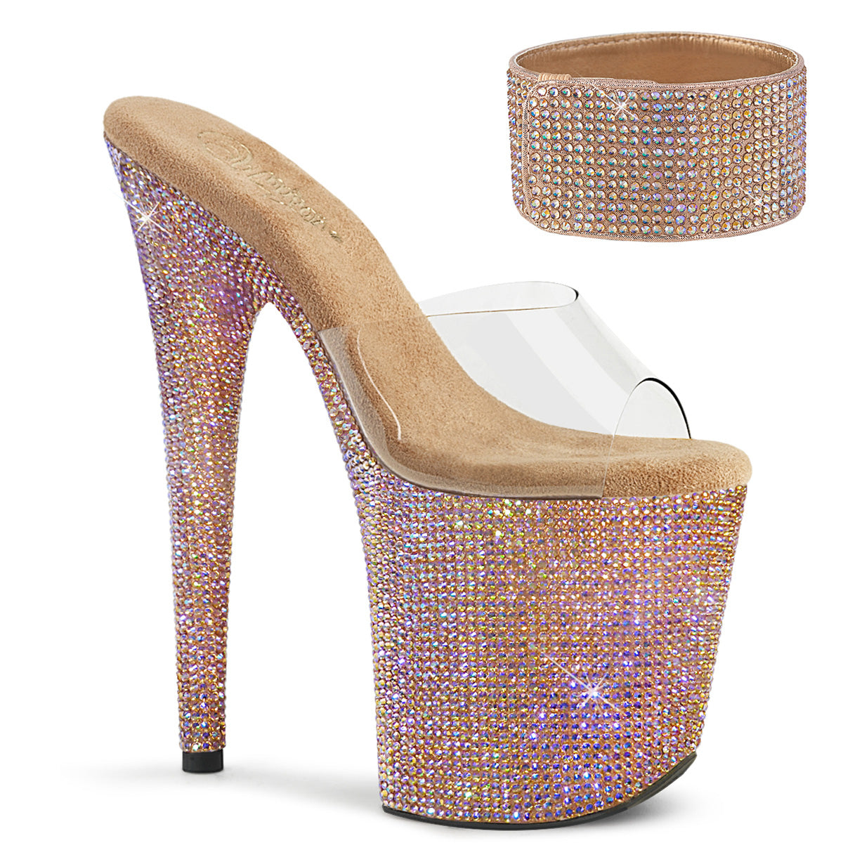 Bejeweled-812rs Pleasers Platform Shoes (tacones de baile exóticos) Pleasers de tacón de 8 pulgadas