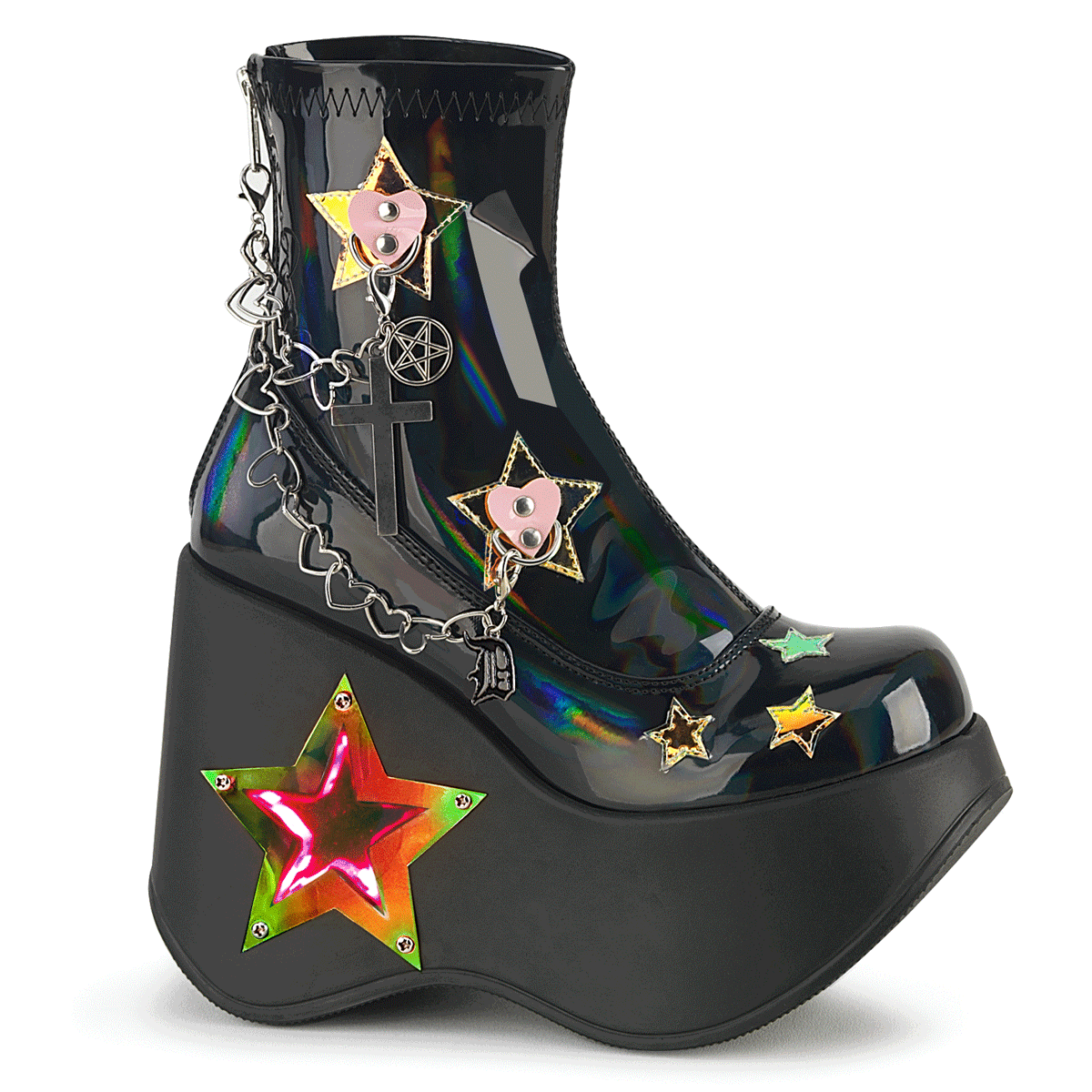 Blaze-108 Demonia blk holo pat Альтернативная обувь платформ платформы Angle Boots