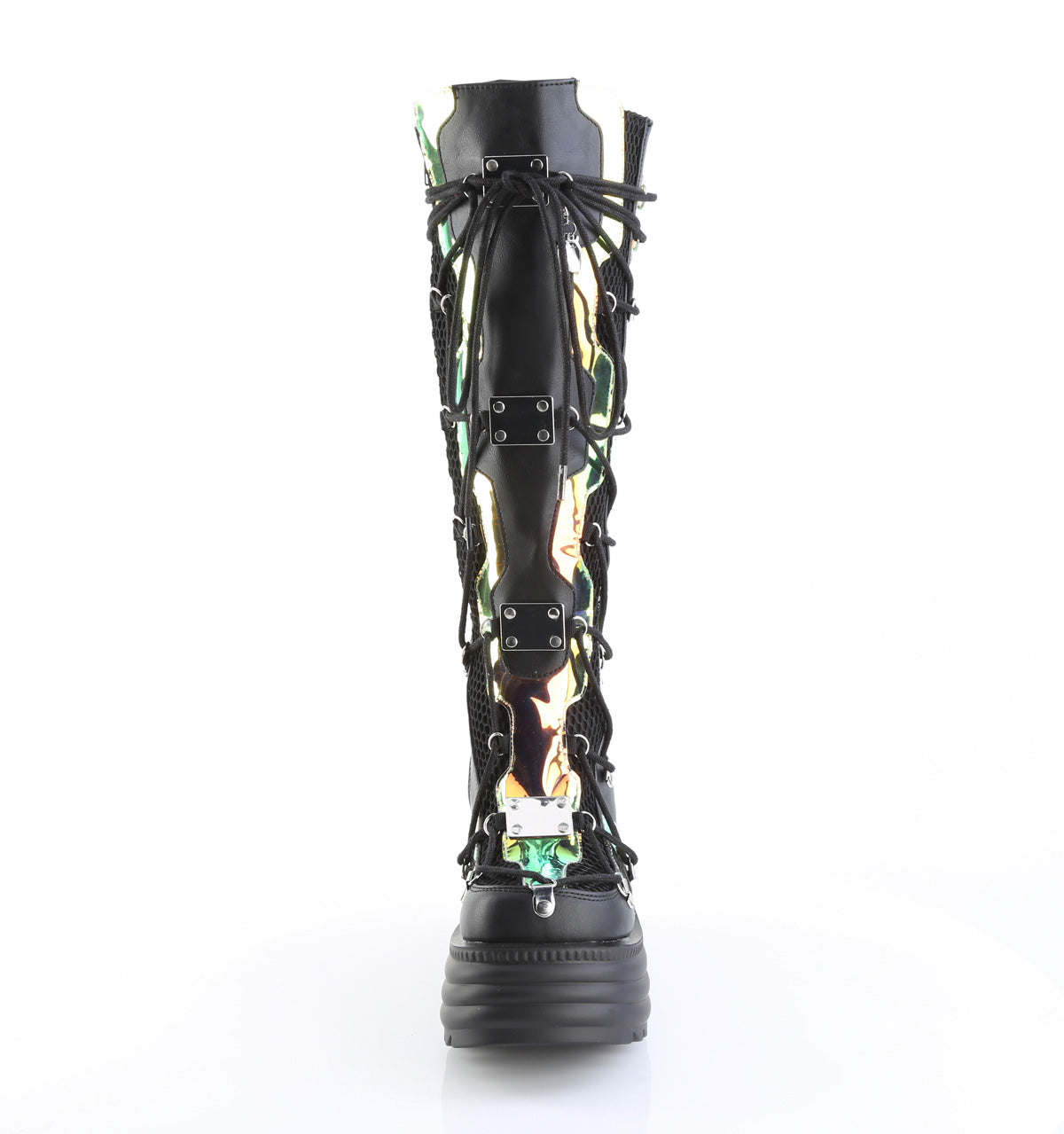 BLAZE-152 Demonia Blk Vegan Leather- Magic Mirror Alternative Footwear Knee High Boots