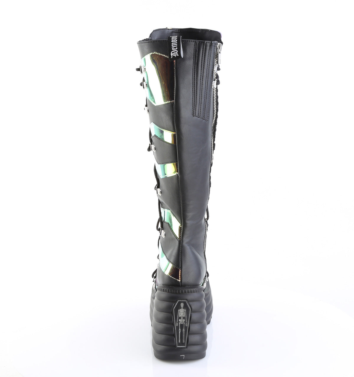 BLAZE-152 Demonia Blk Vegan Leather- Magic Mirror Alternative Footwear Knee High Boots