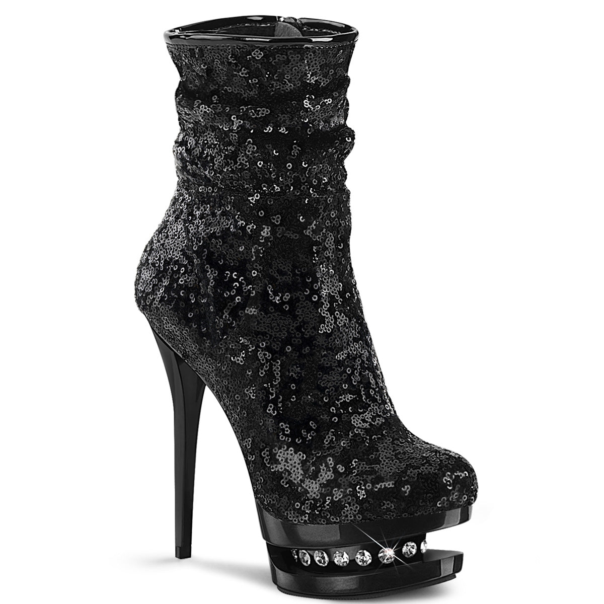 Blondie-R-1009 Sexy 6 pulgadas de lentejuelas negras Pole Dancer Boots Kinky