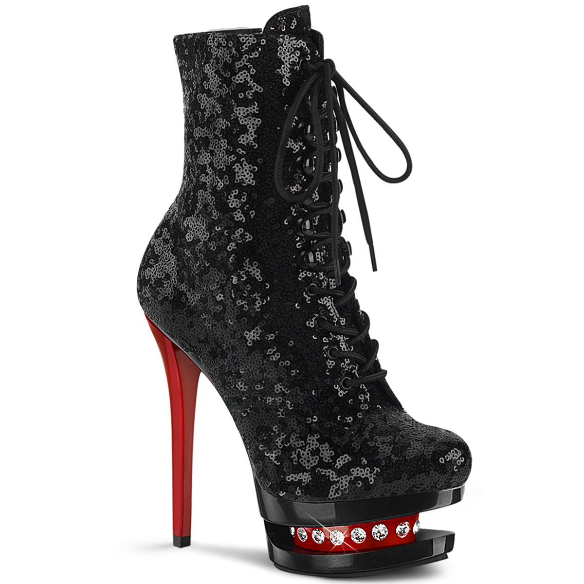 Blondie-R-1020 Sexy 6 pulgadas Black Sequins Stripper Boots Kinky