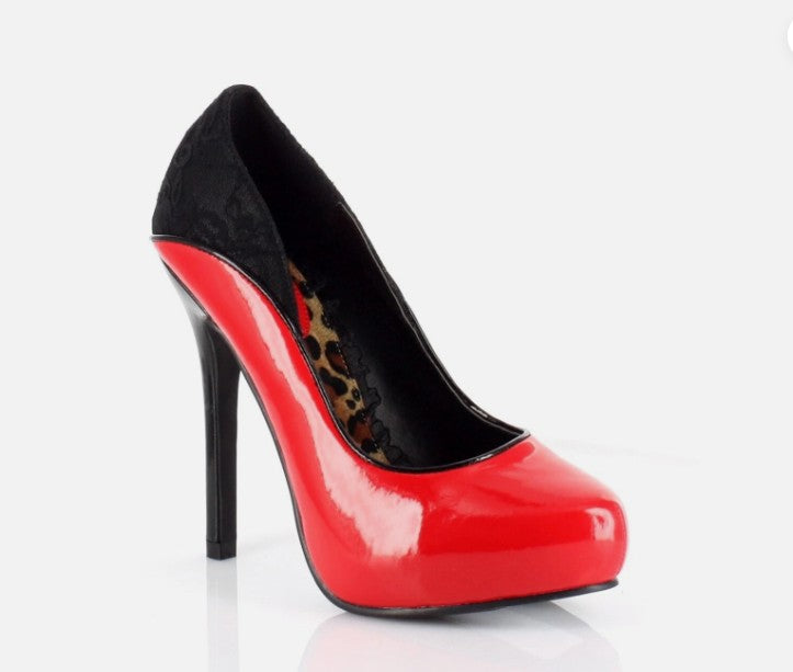 5 Heel Close Toe Pump With Lace Backing BP517DIXIE  Red