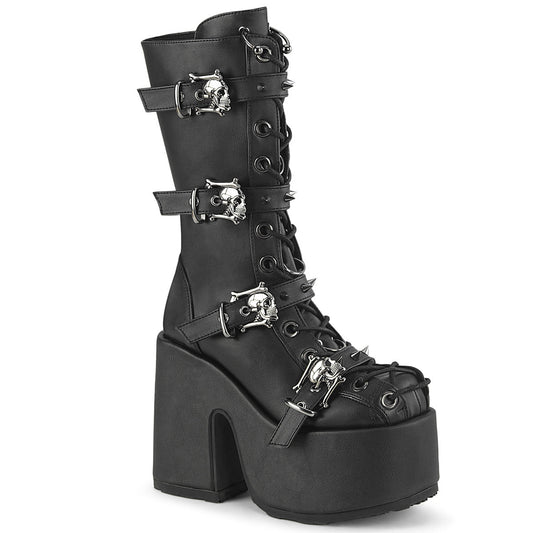 CAMEL-115 Alternative Footwear Demonia Women's Mid-Calf & Knee High Boots Blk Vegan Leather