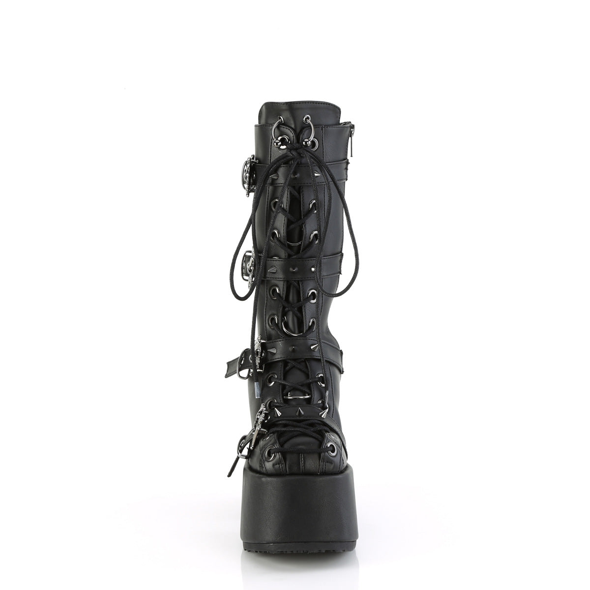 camel 115 demonia demonia womens mid calf knee high boots blk vegan leather
