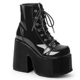 CAMEL-203 DemoniaCult Alternative Footwear Black Patent Platform Ankle Boots