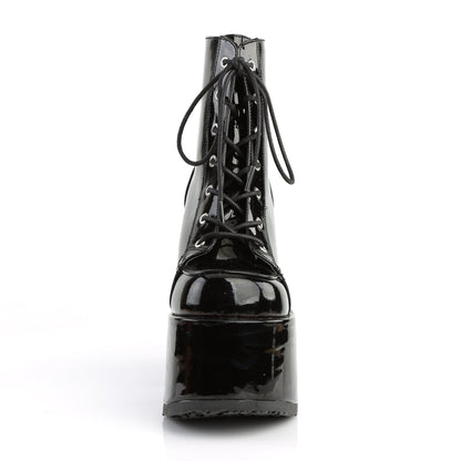 CAMEL-203 DemoniaCult Alternative Footwear Black Patent Platform Ankle Boots