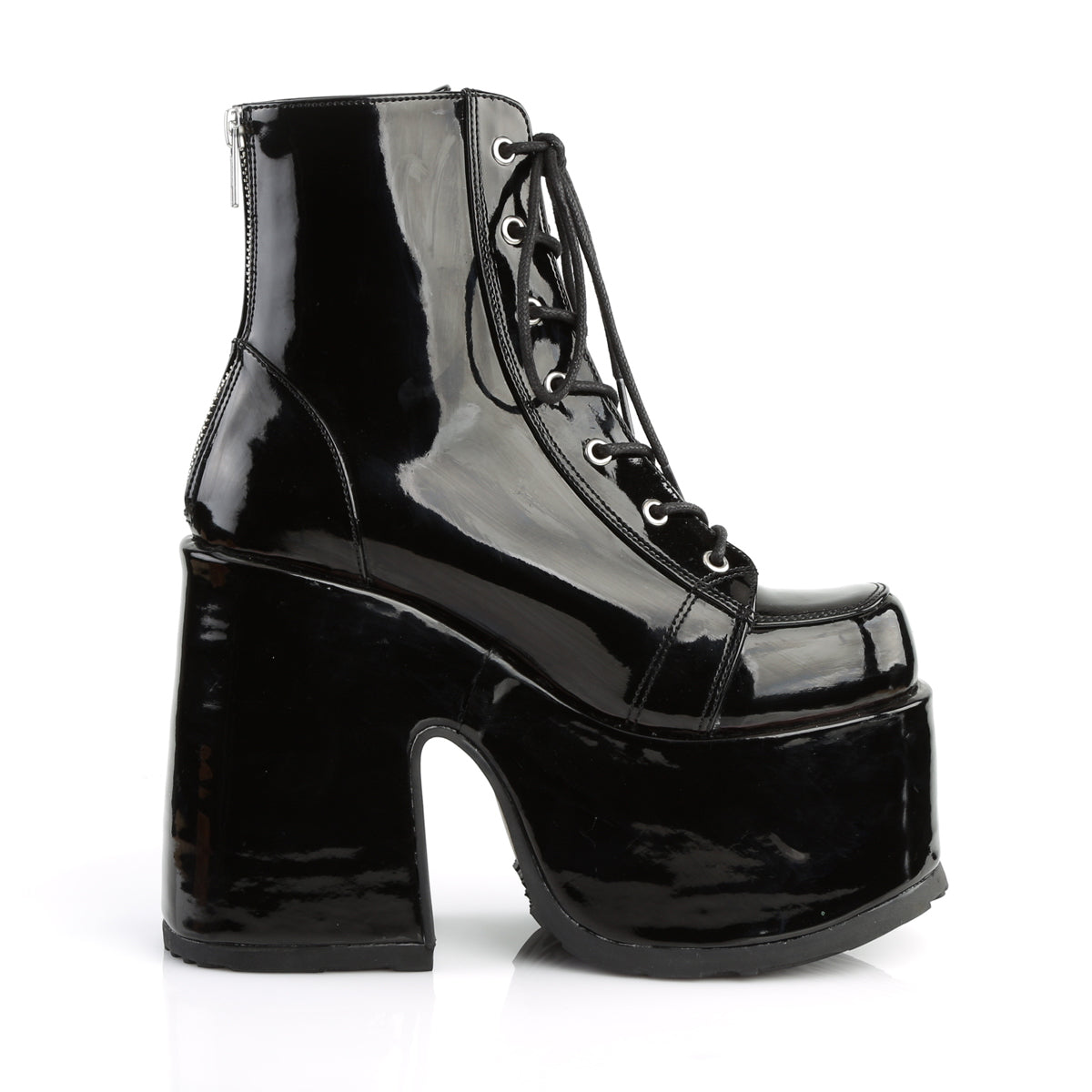 CAMEL-203 DemoniaCult Alternative Footwear Black Patent Platform Ankle Boots