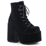 CAMEL-203 DemoniaCult Alternative Footwear Black Velvet Women's Ankle Boots