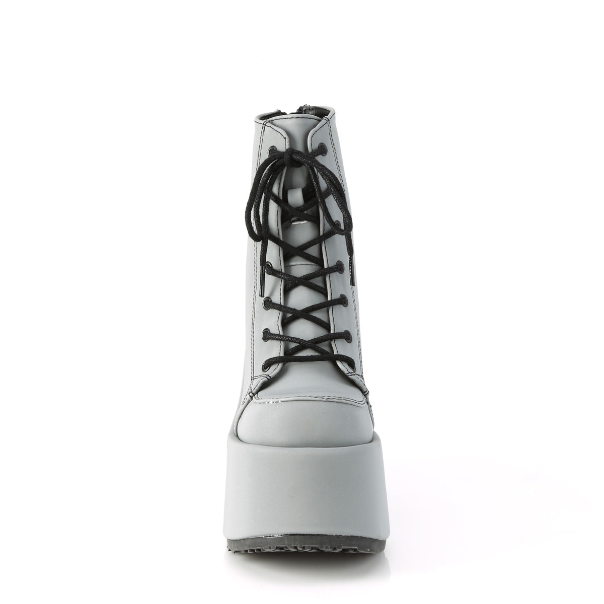 CAMEL-203 DemoniaCult Alternative Footwear Grey Reflective Ankle Boots