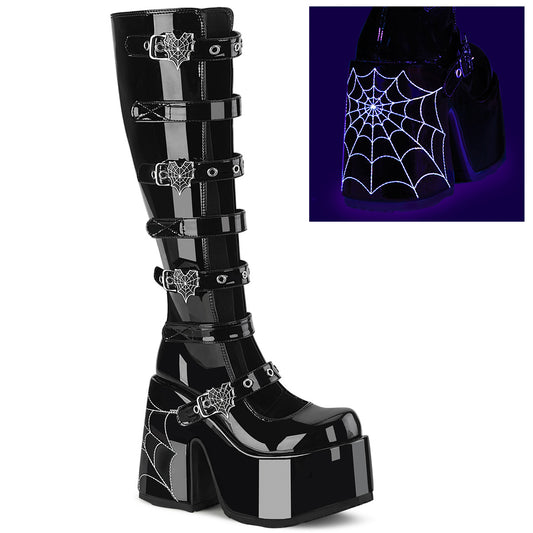 CAMEL-223 DemoniaCult Alternative Footwear Spider Web Mid-Calf Boots