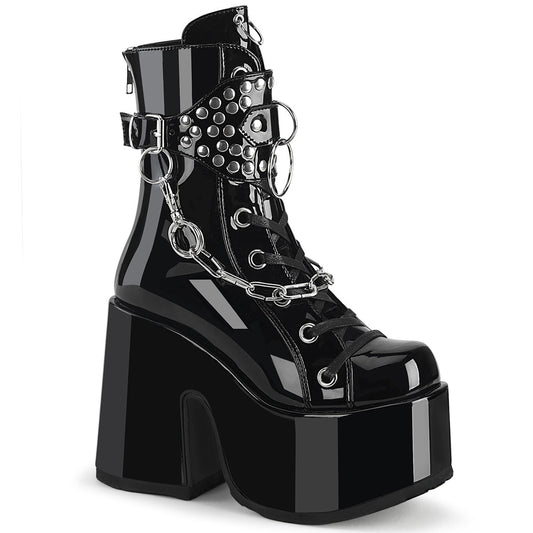 CAMEL-65 Alternative Footwear Demonia Women's Mid-Calf & Knee High Boots Blk Patent