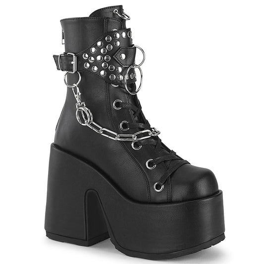 CAMEL-65 Alternative Footwear Demonia Women's Mid-Calf & Knee High Boots Blk Vegan Leather