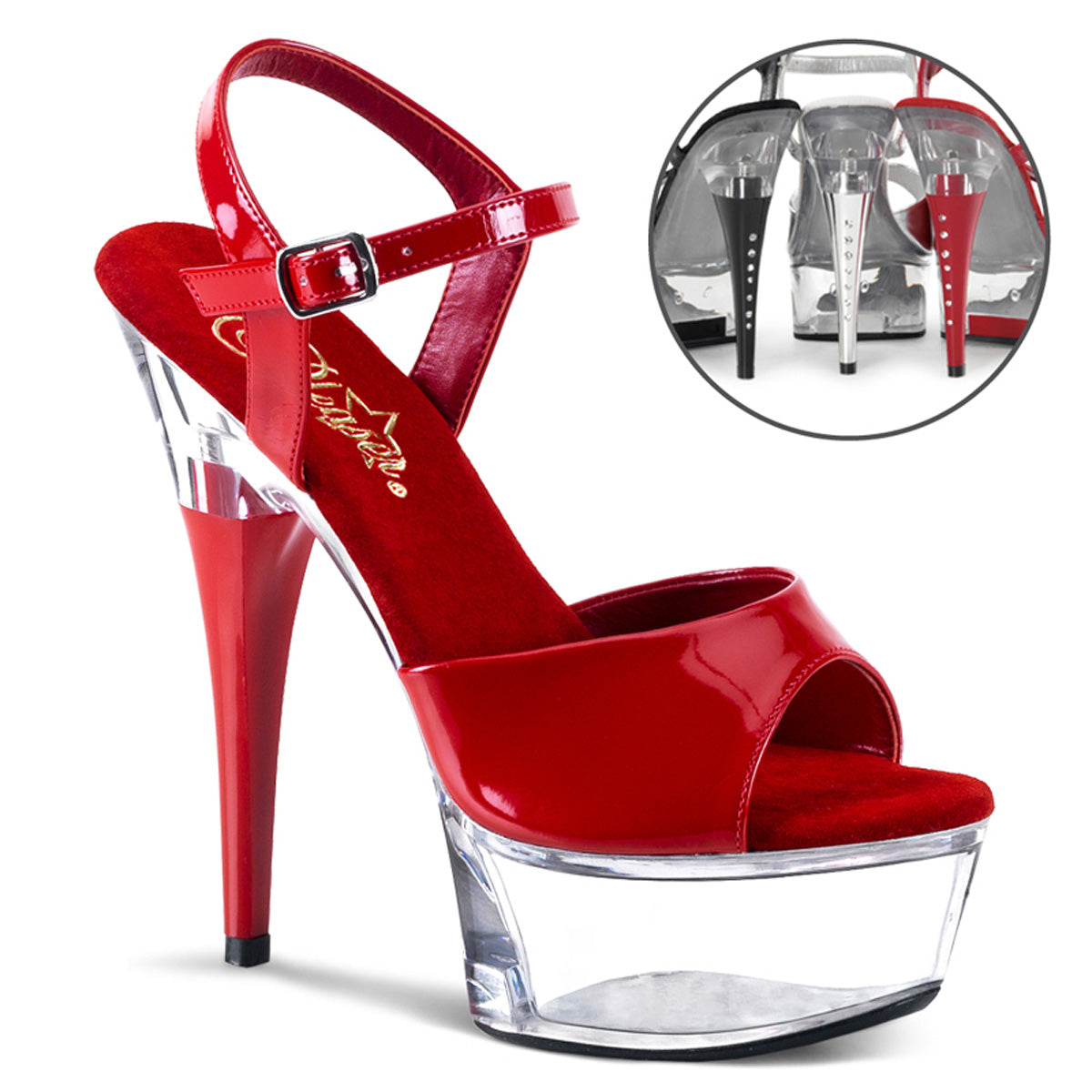 Red 6 Inch High Impact Platform Shoes -  Pleaser CAPTIVA-609