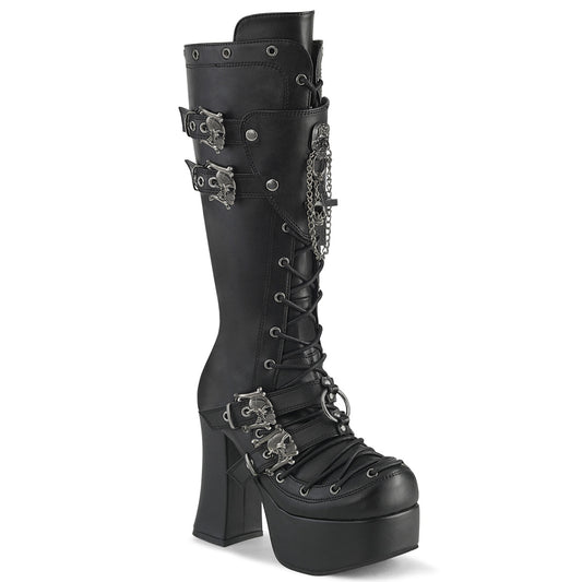 CHARADE-230 Demonia Edgy Chunky Knee High Boots