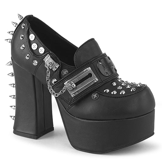 CHARADE-32 Demonia Blk Vegan Leather Alternative Footwear Spikey Chunky Platform Shoes