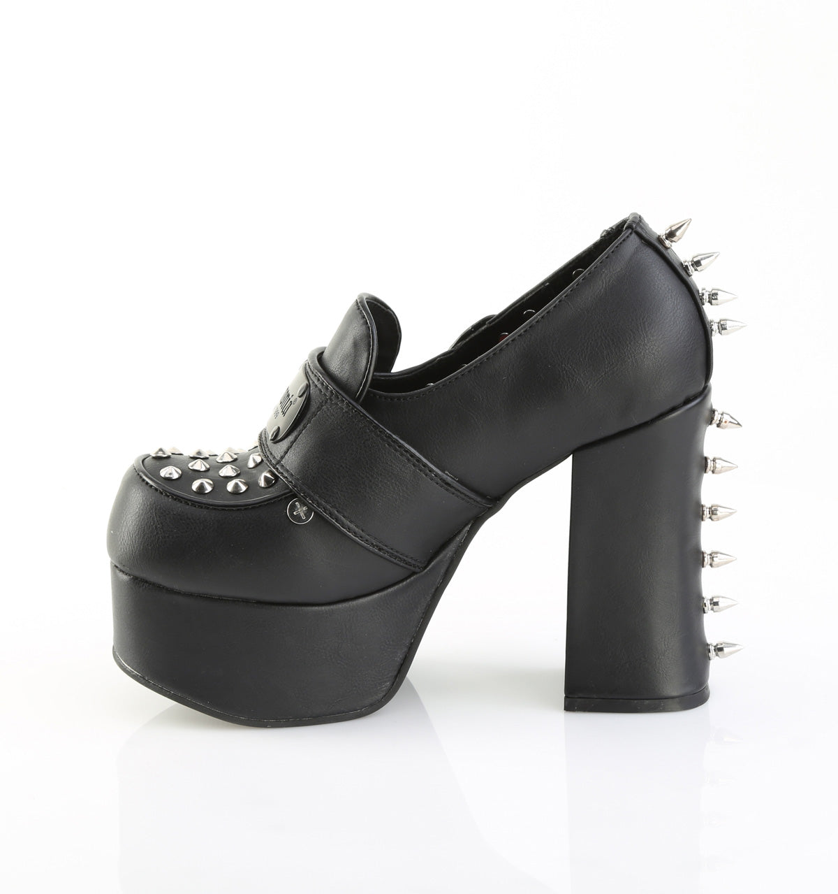 CHARADE-32 Demonia Blk Vegan Leather Alternative Footwear Spikey Chunky Platform Shoes