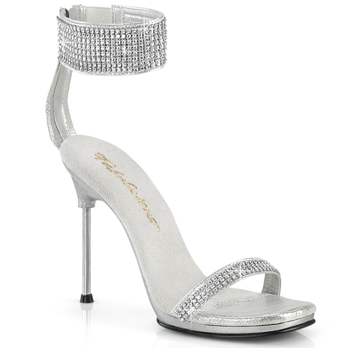 Silver 4.5 Inch Elegant Shoes -  Fabulicious CHIC-40