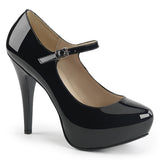Pantofi pentru doamne de dimensiuni mari Chloe-02 de dimensiuni mari de 5 "pantofi cu platformă cu brevet negru cu călcâi