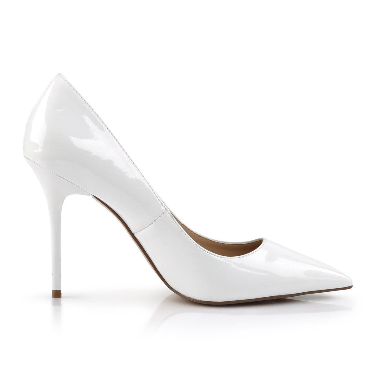CLASSIQUE-20 Pleasers 4" Heel White Patent Fetish Footwear