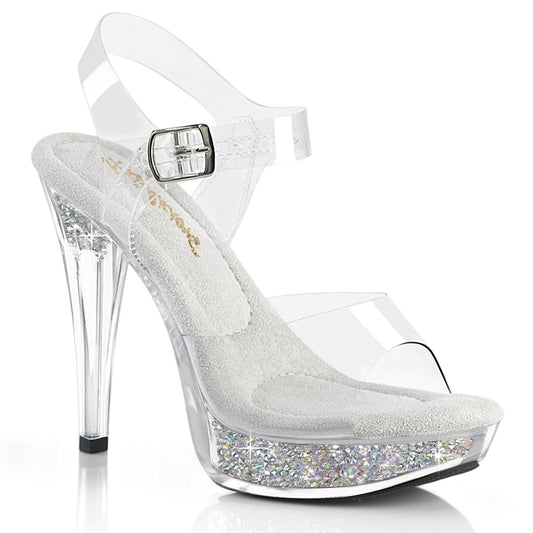 COCKTAIL-508RSI Fabulicious 5 Inch Heel Clear Ankle Strap Shoes