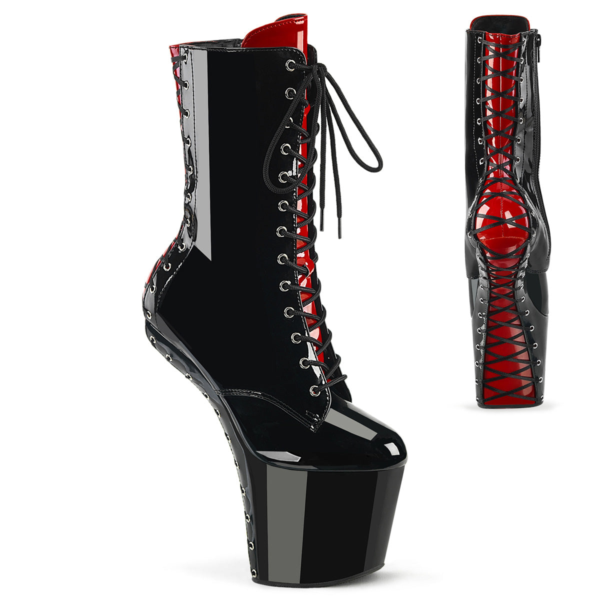 Black Red 8 Inch Exotic Dance Ankle Boots -  Pleaser CRAZE-1040FH