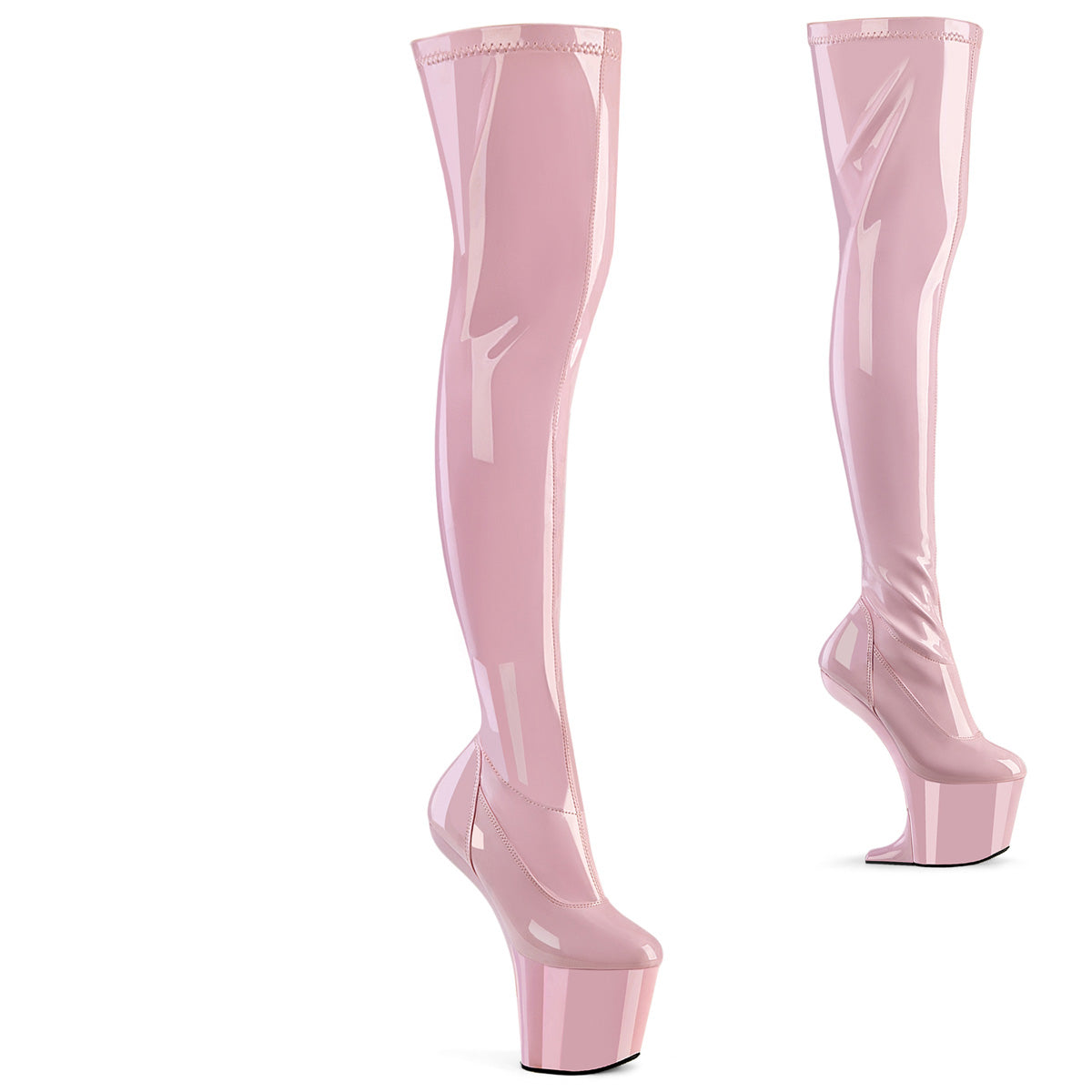 Baby Pink 8 Inch Stage Heel Thigh High Boots -  Pleaser CRAZE-3000