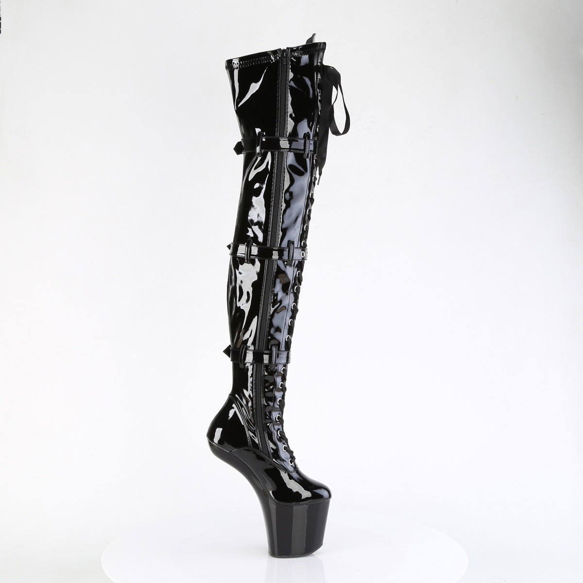 CRAZE-3028 Pleaser Sexy Thigh High Boots Black Patent Footwear