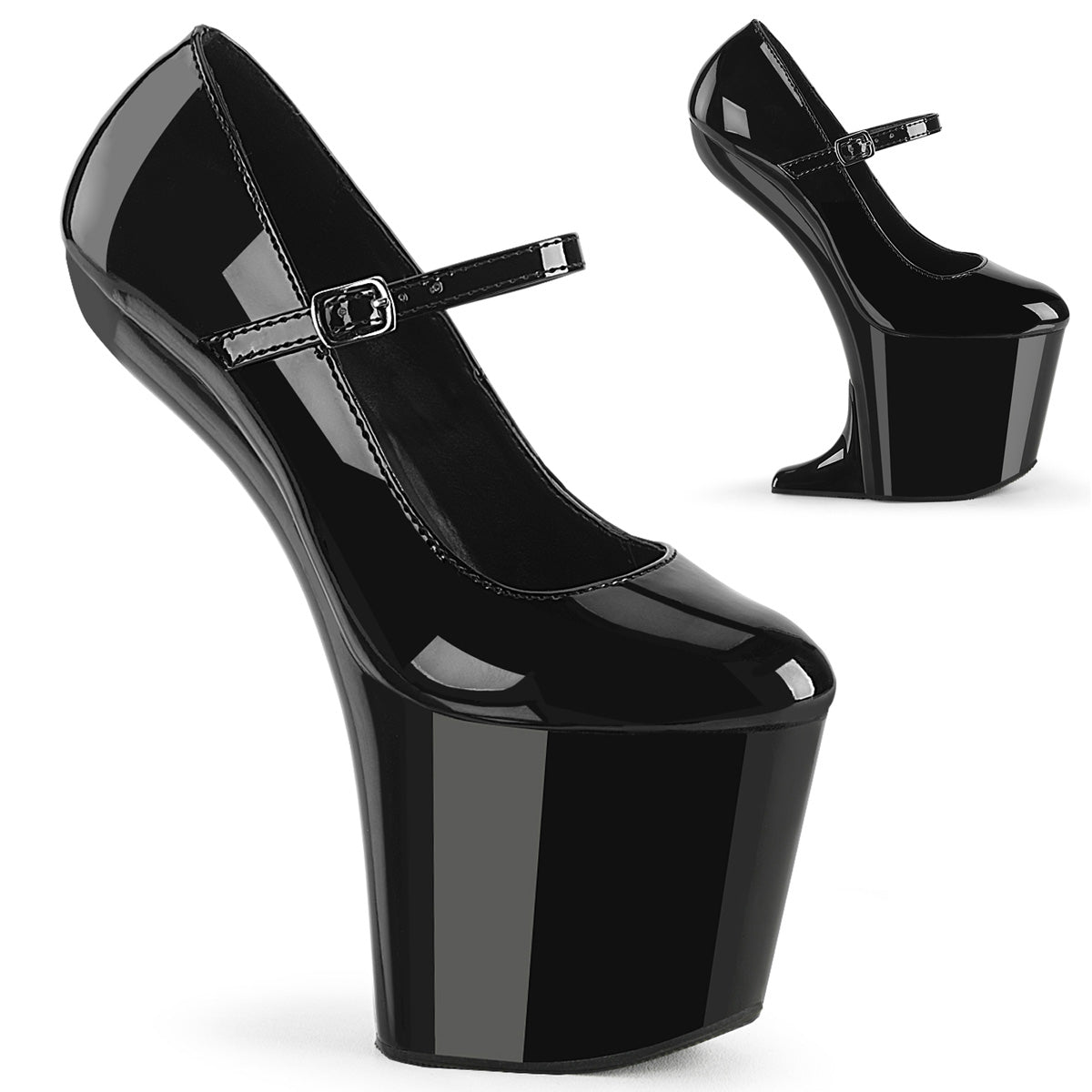 Black 8 Inch High Impact Platform Shoes -  Pleaser CRAZE-880