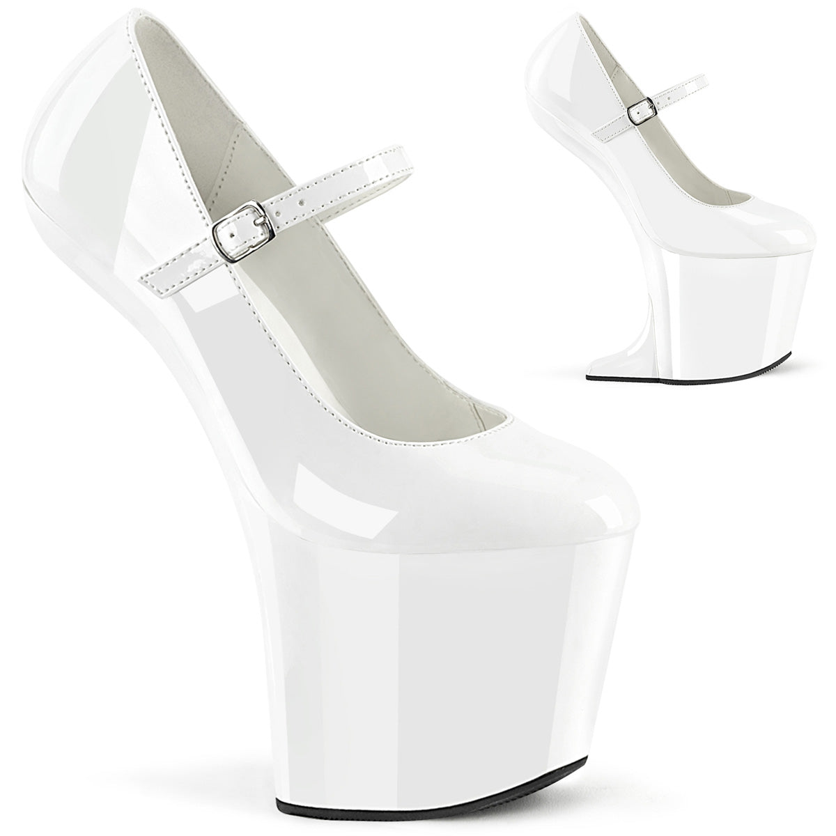 Craze-880 Pleaser blanco Maryjane Dolly Shoes Tisos Ilusión
