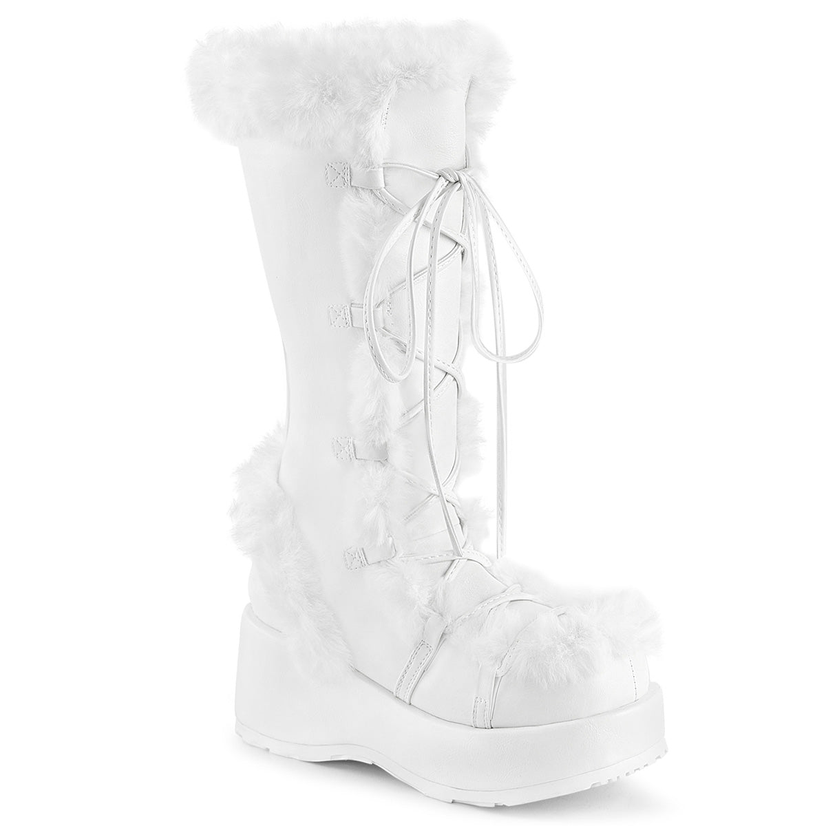 YETI-08 Demonia Wht Faux Fur Alternative Footwear