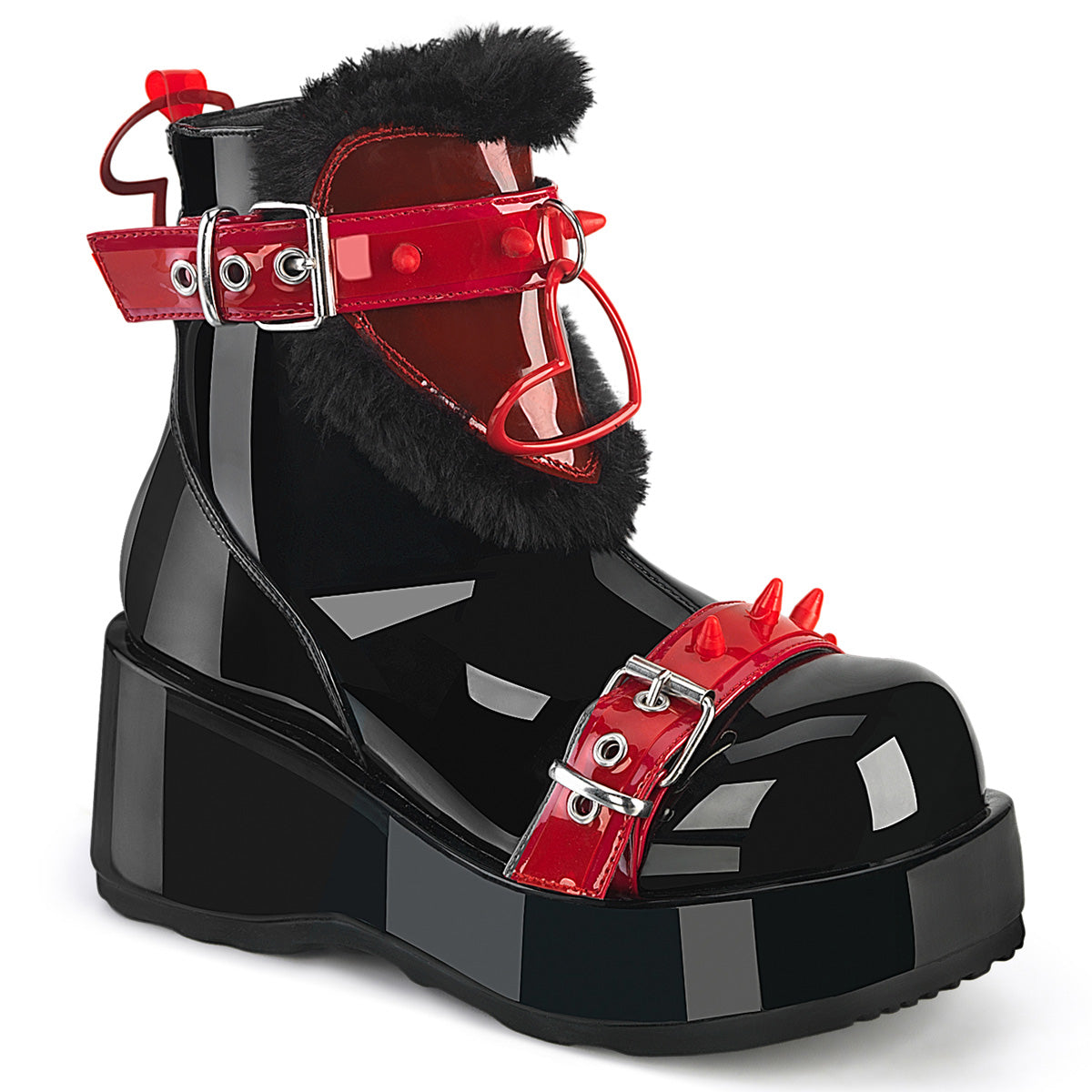 CUBBY-57 DemoniaCult Women's Alternative Fetish Heart Platform Ankle Boots