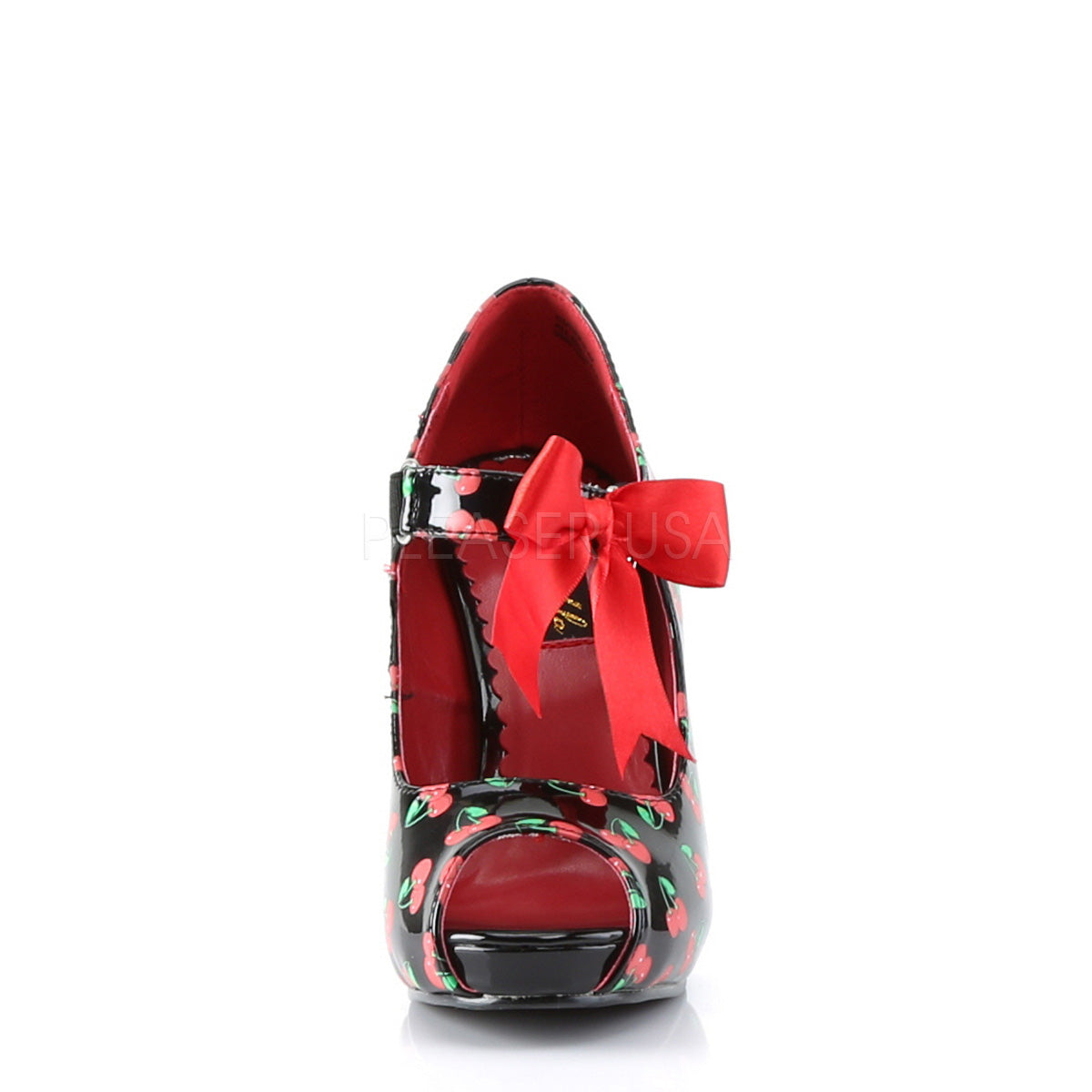 4 1/2 Heel, 3/4 Hidden P/F Open Toe Mary Jane W/ Bow  CUTIE07/BRPT  CUTIEPIE07