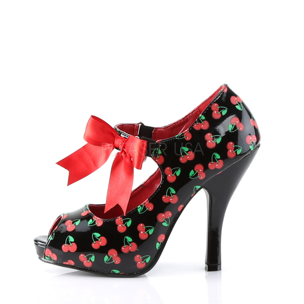 4 1/2 Heel, 3/4 Hidden P/F Open Toe Mary Jane W/ Bow  CUTIE07/BRPT  CUTIEPIE07