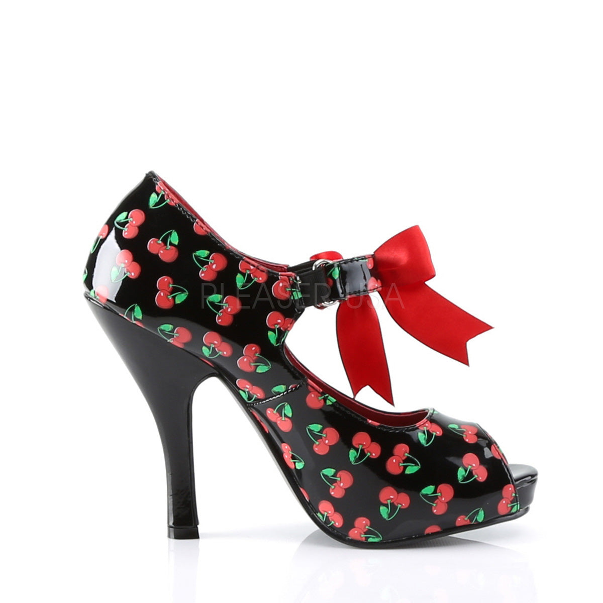 4 1/2 Heel, 3/4 Hidden P/F Open Toe Mary Jane W/ Bow  CUTIE07/BRPT  CUTIEPIE07
